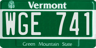 VT license plate WGE741