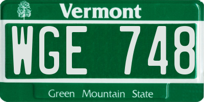 VT license plate WGE748