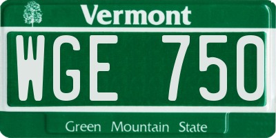 VT license plate WGE750