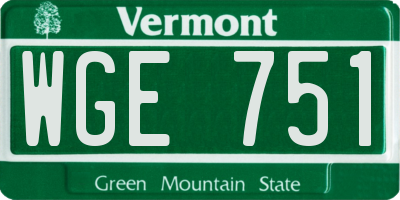 VT license plate WGE751