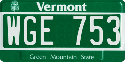 VT license plate WGE753