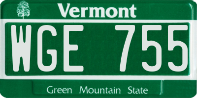 VT license plate WGE755