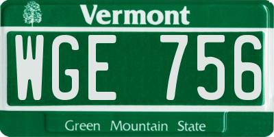 VT license plate WGE756