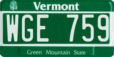 VT license plate WGE759