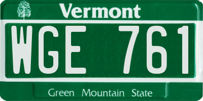VT license plate WGE761