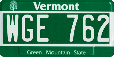 VT license plate WGE762