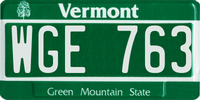 VT license plate WGE763