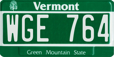VT license plate WGE764