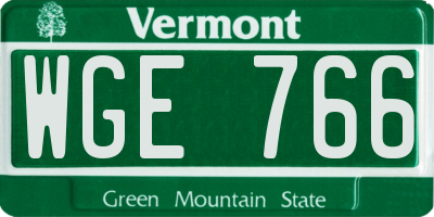 VT license plate WGE766
