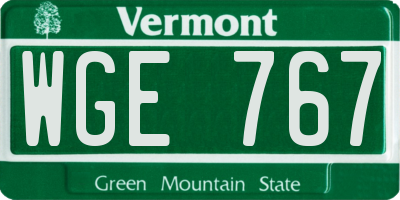 VT license plate WGE767
