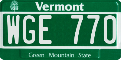 VT license plate WGE770