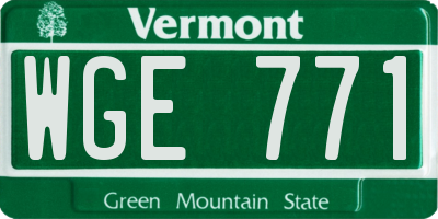 VT license plate WGE771