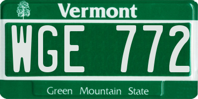 VT license plate WGE772