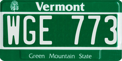 VT license plate WGE773