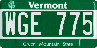 VT license plate WGE775