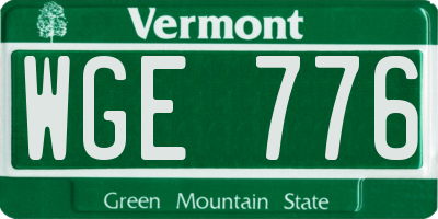 VT license plate WGE776
