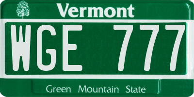 VT license plate WGE777
