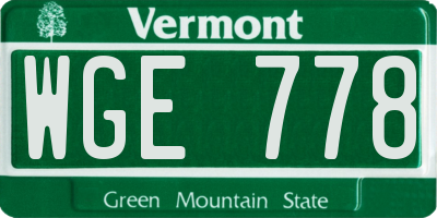VT license plate WGE778