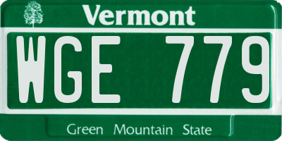VT license plate WGE779