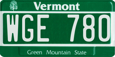 VT license plate WGE780