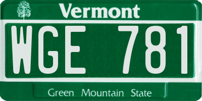 VT license plate WGE781