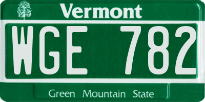 VT license plate WGE782