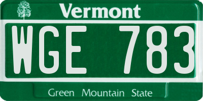 VT license plate WGE783