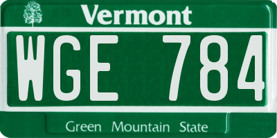 VT license plate WGE784