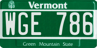 VT license plate WGE786