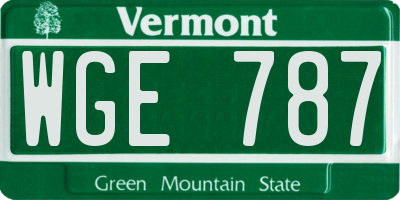 VT license plate WGE787