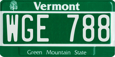 VT license plate WGE788