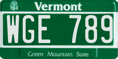 VT license plate WGE789