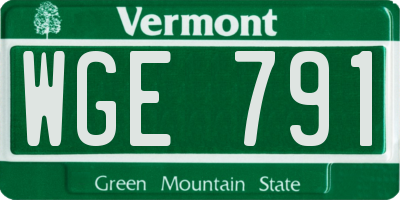 VT license plate WGE791
