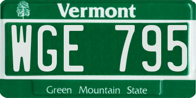 VT license plate WGE795