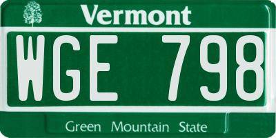 VT license plate WGE798