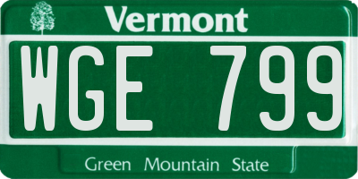 VT license plate WGE799