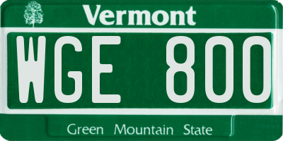 VT license plate WGE800