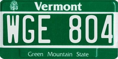 VT license plate WGE804