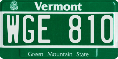 VT license plate WGE810