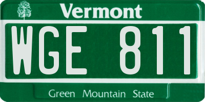 VT license plate WGE811