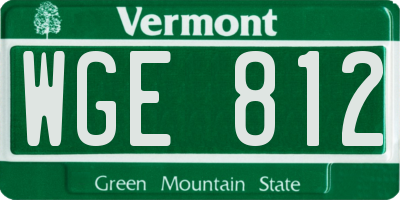 VT license plate WGE812
