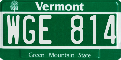 VT license plate WGE814