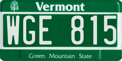 VT license plate WGE815