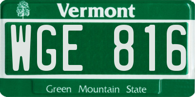 VT license plate WGE816