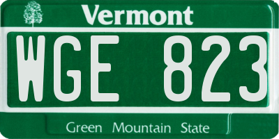 VT license plate WGE823