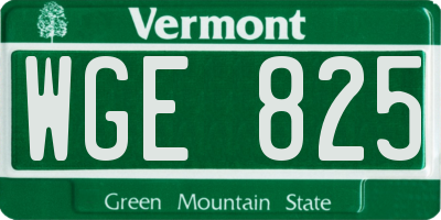 VT license plate WGE825