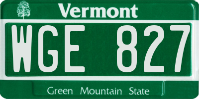 VT license plate WGE827
