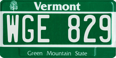 VT license plate WGE829
