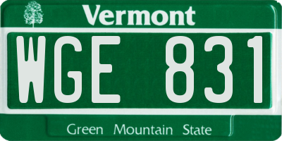 VT license plate WGE831