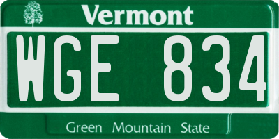 VT license plate WGE834